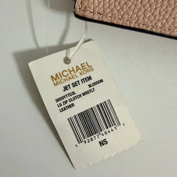 MICHAEL KORS JET SET TRAVEL XL CLUTCH WRISTLET PEBBLED LEATHER PINK BLOSSOM - Picture 4 of 9